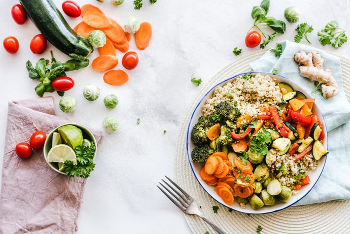 Colorful healthy food spread
